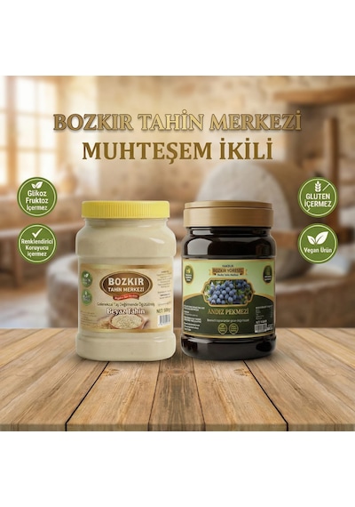 Bozkır Tahin Merkezi Taş Değirmen Beyaz Tahin 935gr - Geleneksel Andız Pekmezi 950 Gr Katkısız