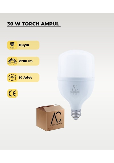 30w Torch Led Ampul 3200k Sarı Işık 10 Adet 1 Adet