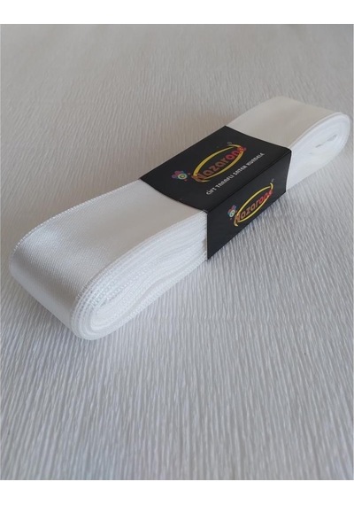 Nazarone Saten Kurdele 3 Cm / 10 Metre Beyaz