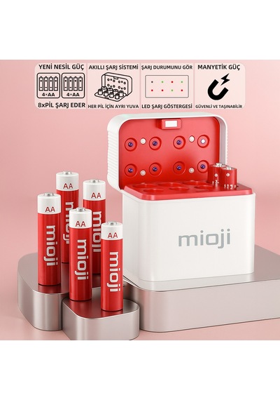 Mioji BT12 AA ve AAA 1.5V Pil Şarj Cihazı Beyaz