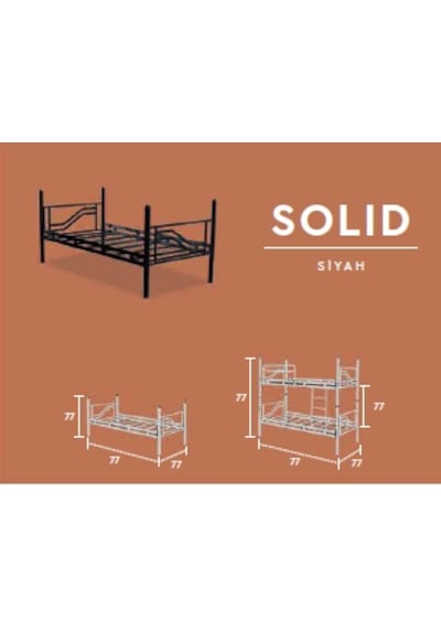 Ranzaci Solid Ranza 90x190 Genç Çocuk Yatak Odası Metal Ranza Siyah...