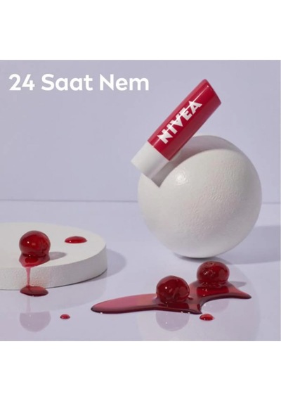 Tr Kiraz Dudak Bakım Kremi, 24 Saat Nem, Dudak Bakımı, Kiraz Kokusu, Hafif Kırmızı Işıltı 4,8gr + Nıvea Med R