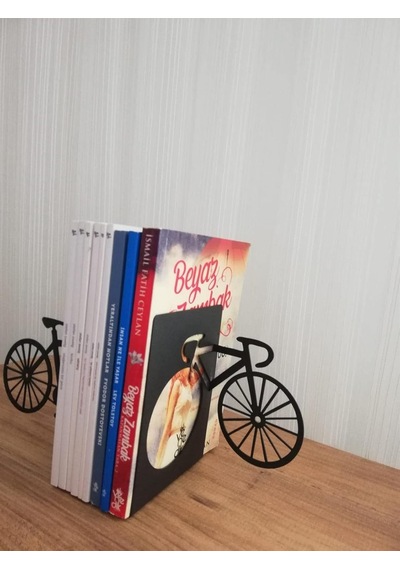 Dekoratif Bisiklet Desenli Metal Kitap Tutucu 2 Li Paket Mk13s