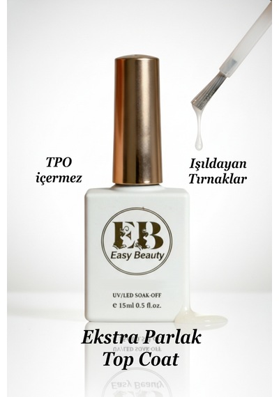 Ekstra Parlak Top Coat 15ml - Kalıcı Oje Ve Protez Tırnak Super Shine Top Kat - Tpo İçermez Extra Parlak