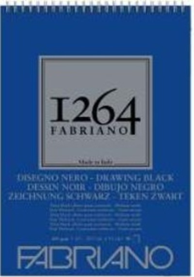 Fabriano 1264 Drawing Black Paper Siyah Çizim Defteri Üstten Spir N11.15