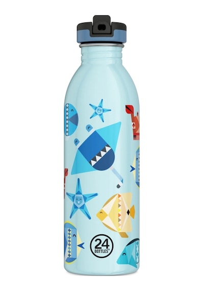 Kids Bottle Sea Friends Pipetli Paslanmaz Çelik Çocuk Su Matarası 500 Ml Mavi