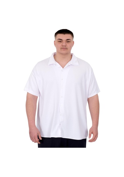 Mode Xl Büyük Beden Erkek Gömlek Apas Yaka Şerit Desen Jakar U24382 Beyaz Beyaz