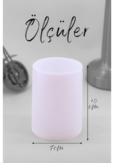 Led Mum Bardak Tipi Pilli Dumansız Alevli Dekoratif Yapay Mum Işıldak Dekor Lambası 10 Cm 3'lü Kirpik Çelenk Fla Diğer