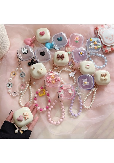 Caseonn Samsung Uyumlu Galaxy Buds Fe - Buds Core Kılıf Figürlü 3d Taşlı Parlak Fiyonk