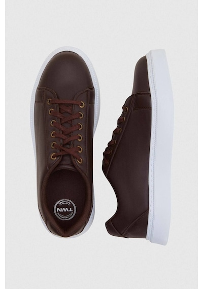 D's Damat Kahverengi Kalın Beyaz Tabanlı Bağcıklı Sneaker Ayakkabi 0EC09ORT0378 Kahverengi