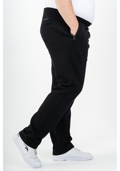Maraton Sportswear Büyük Beden Erkek Düz Paça Basic Siyah Eşofman Altı 22371-Siyah