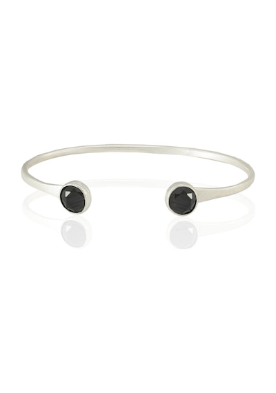 Kadir Jewellery 925 Ayar Gümüş Kaplama El İşçiliği Zirkon Taşlı Kadın Charm Bileklik Siyah