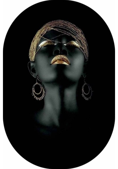 Siyah Arap Kızı Banyo Halısı Klozet Oval Paspas Seti Bs071n11