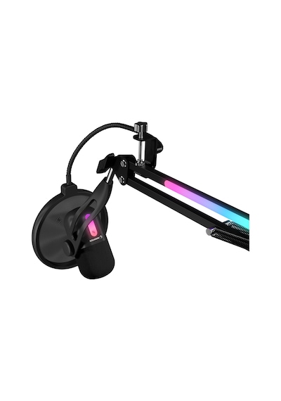 Arpej Rgb Masa Standlı Ses Göstergeli Dokunmatik Oyuncu Mikrofonu Yayıncı Mikrofonu Gaming Beyaz Siyah - ÜRün siyah