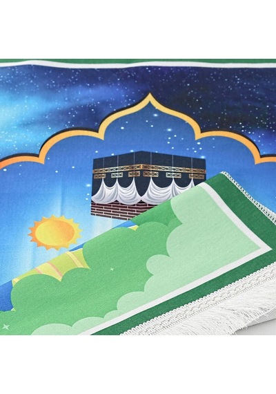 Çocuk Seccadesi Roket - Yeşil 82 45 Cm 110 Gr - Tesbih Hediyeli Çok Renkli