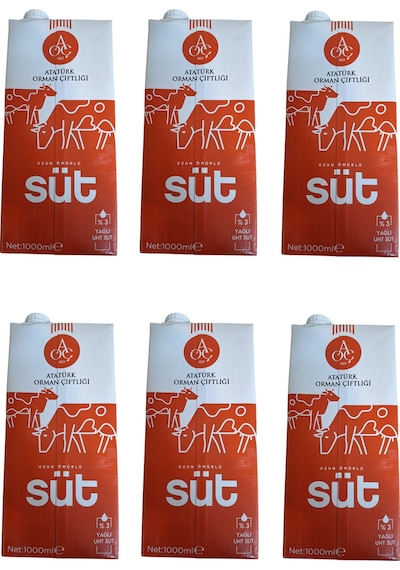 Atatürk Orman Çiftliği %3 Yağlı Süt 1 Lt X 6 Adet