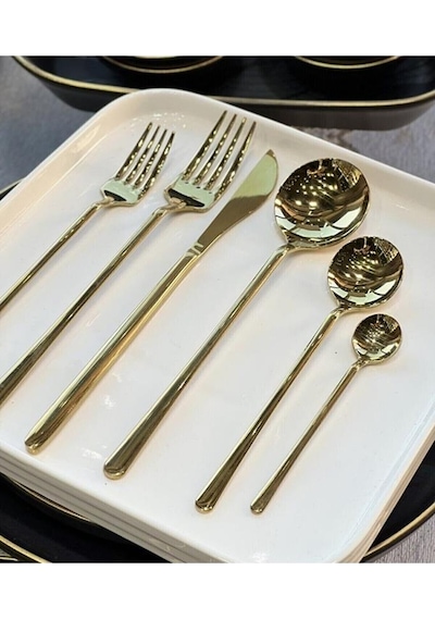 Arow Milano Lüx 36 Parça Gold Çatal Kaşık Bıçak Takımı DC.TR-3701-G