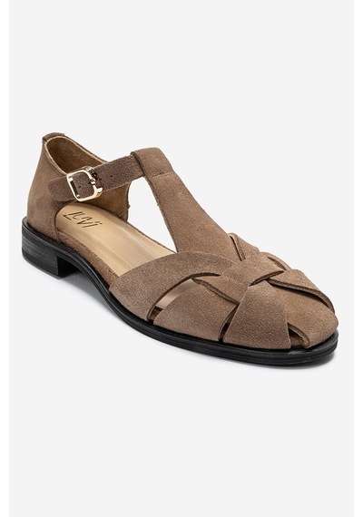 Luvishoes Dexara Toprak Süet Hakiki Deri Kadın Sandalet
