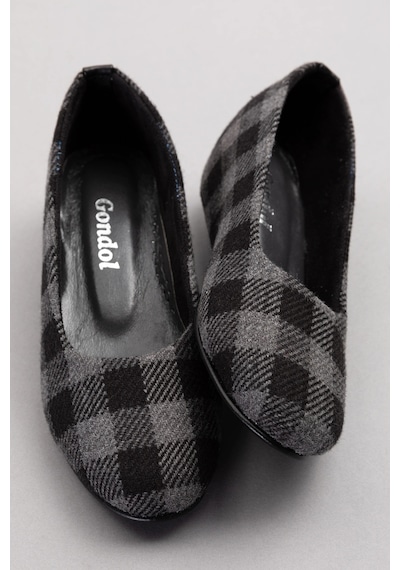Gondol İçi Deri Ekose Desenli Ev Ayakkabısı Mik.590 Siyah