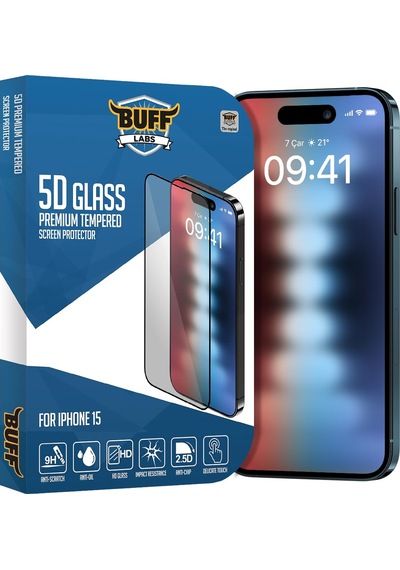 Buff Labs İphone 15 İle Uyumlu 5d Glass Ekran Koruyucu Sku: Mır8690010074874