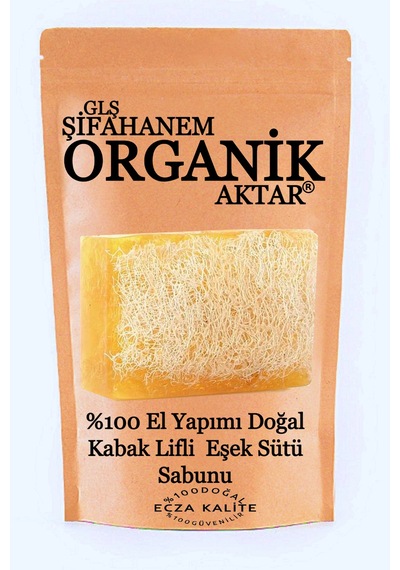 Glş Şifahanem Organik Aktar %100 El Yapımı Doğal Kabak Lifli  Eşek Sütü Sabunu