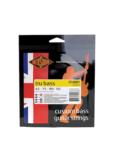 Rotosound Siyah Naylon Teller, Düz Sarılı, Standart Kalınlık Orta 65 75 90 115