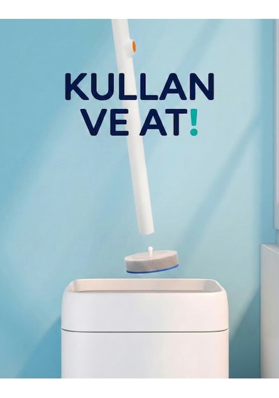 Özel Tuvalet Temizlik Seti - Kullan At - Sünger Başlıklı Temizlik Seti - Süngerli Tuvalet Fırçası Beyaz