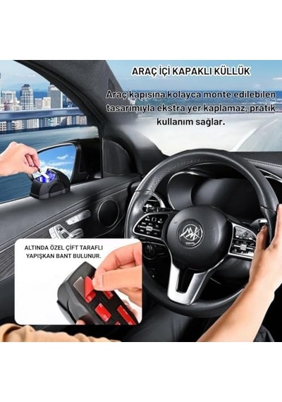 Ayrex Coofbe Yeni Nesil Kapaklı Araç Cam Kenarı Oto Küllük Araba Küllüğü Koku Önleyici Araç Kül Tablası
