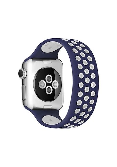 Watch 38mm Ayarlı Delikli Silikon Kordon - Lacivert-beyaz