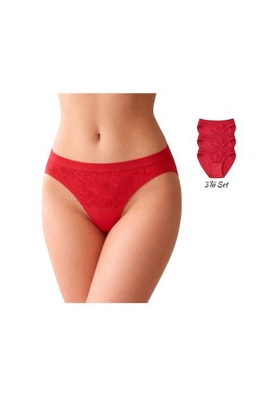 Tutku Kadın Pamuklu Slip 3 Lü Günlük Set Kırmızı