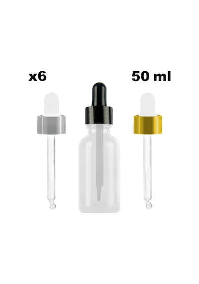 Afracam Şeffaf 50 Ml Kapaklı Dropper Damlalık Cam Şişe 6 Adet Siyah