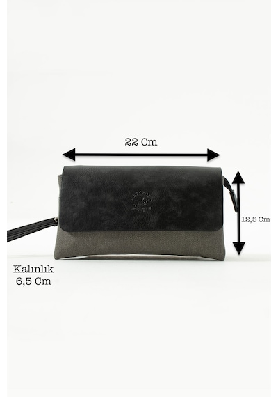 West Polo Westpolo Unisex Kanvas Kumaş Ve Vegan Deri Mıknatıslı El Portföyü - Gri Ve Antrasit Gri