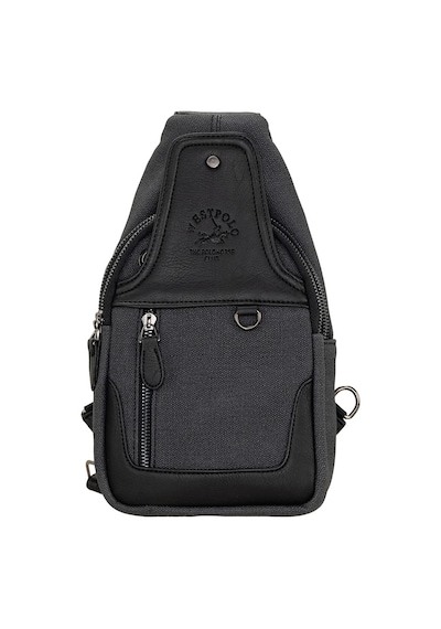 West Polo Westpolo Unisex Çapraz Askılı El Göğüs Ve Omuz Çantası Kanvas Kumaş Ve Vegan Deri - Siyah