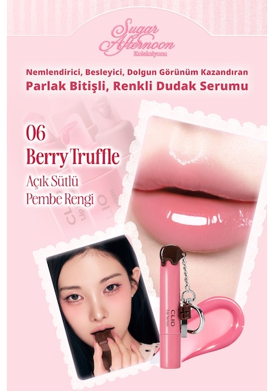 Dolgun Görünüm Kazandıran, Parlak, Besleyici, Renkli Dudak Serumu Clıo Glaze Lip Serum 06 Berry Truffle