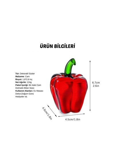 Cam Biber Biblosu Dekoratif Kristal Şık Obje El Yapımı Figür-ev&mutfak Süsü 1 Adet Kırmızı