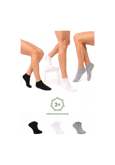 Saysez Sezline Bambu Patik Düz Basic Unisex Çorap Ekonomik 3'lü Paket Karışık Renk