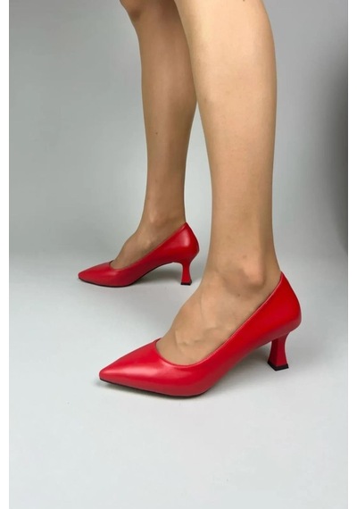Preshley Kadın Sity Kırmızı Cilt 6 Cm İnce Topuklu Stiletto