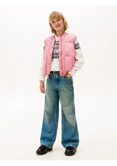 Tommy Hilfiger Branded Puffer Pembe Kız Çocuk Yelek