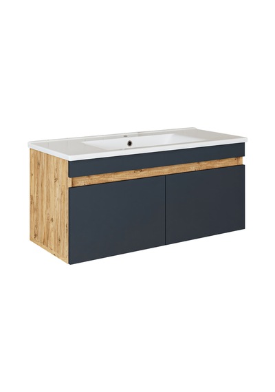 Roomart '' Lavabolu '' Atlantik- Antrasit Mdf 100cm Banyo Dolabı Atlantik Çam - Beyaz