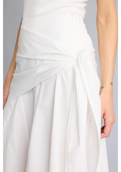 Defacto A Kesim Normal Bel Poplin Midi Etek H3435ax26smwt32 Beyaz-wt32