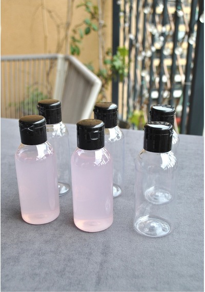 6 Adet 100 Ml Siyah Fliptop Kapaklı Şeffaf Kolonya Şişesi Doldurulabilir Pet Şişe Şampuan Krem Seyahat Boy