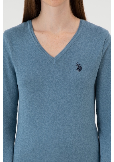 U.S. Polo Assn. Kadın Koyu Mavi V Yaka Basic Kazak 50313590-VR251 U.S. Polo Assn. Kadın Koyu Mavi V Yaka Basic Kazak 50313590-VR251