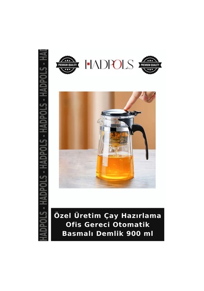 Özel Üretim Çay Hazırlama Ofis Gereci Otomatik Basmalı Demlik 900 Ml Şeffaf