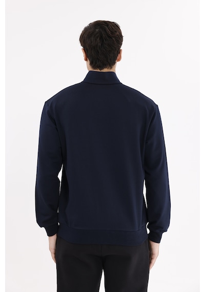Rowinger Cepli Dik Yaka Tam Fermuarlı Göğüs Arma Detaylı Rahat Kalıp Mevsimlik Sweatshirt Navyblue