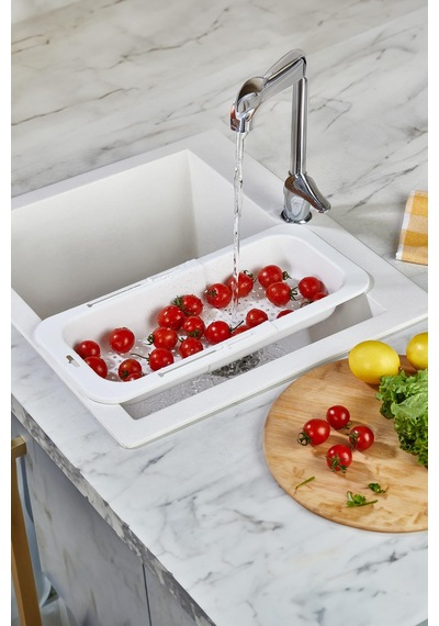 Lavoba İçi Sürgülü Açılır Kapanır Sebze Meyve Süzgeci Siyah Açık 38,5 Cm Kapalı 34,50 Cm