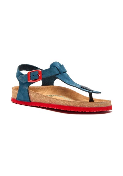 Comfortfusse Gerda - Kadın Ortopedik Hakiki Deri Sandalet Lacivert Nubuk Deri
