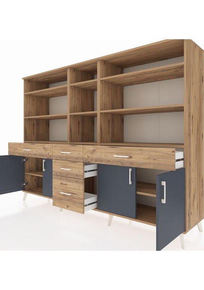 Hyperion Dolap 11 Raflı 5 Çekmeceli 4 Kapaklı 220x44x163 Çam-antr Çam-antrasit/çam Hyperion Dolap 11 Raflı 5 Çekmeceli 4 Kapaklı 220x44x163 Çam-antr Çam-antrasit/çam