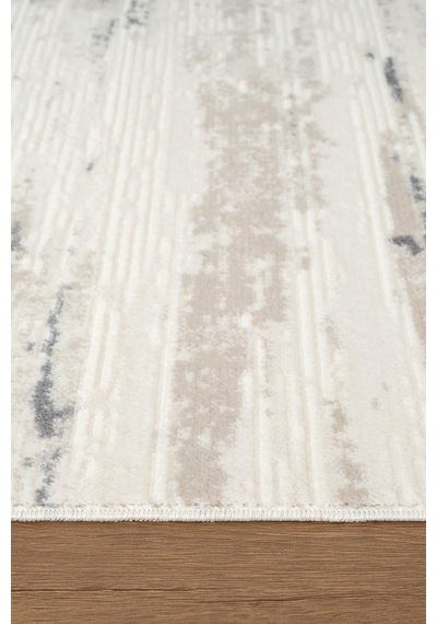 Icon Ic001m Krem Modern Lacivert Desen Akrilik Pamuk Tabanlı Salon Koridor 4 Mevsim Halı-745 Krem