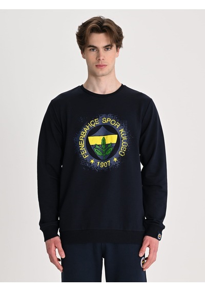 Fenerbahçe Sarı Lacivert Tribün Tramlı Logo Erkek Sweatshirt Fb Laci Yeni