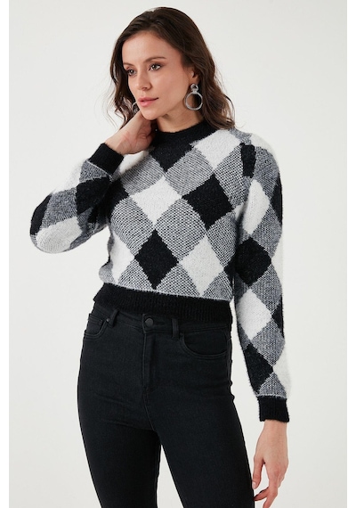 Fashıon Frıends Kadın Desenli Kazak 24k0194k1 Siyah